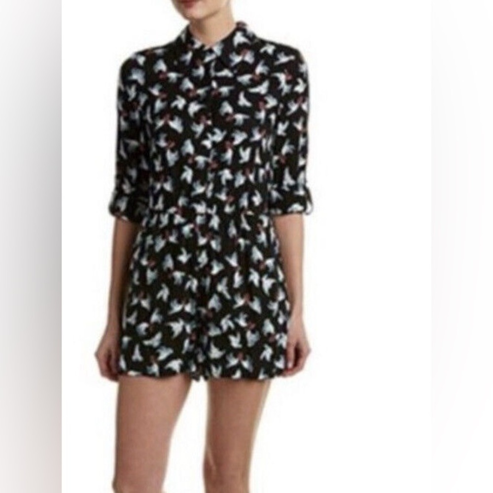 Alice + Olivia Love Dove heart bird shorts romper